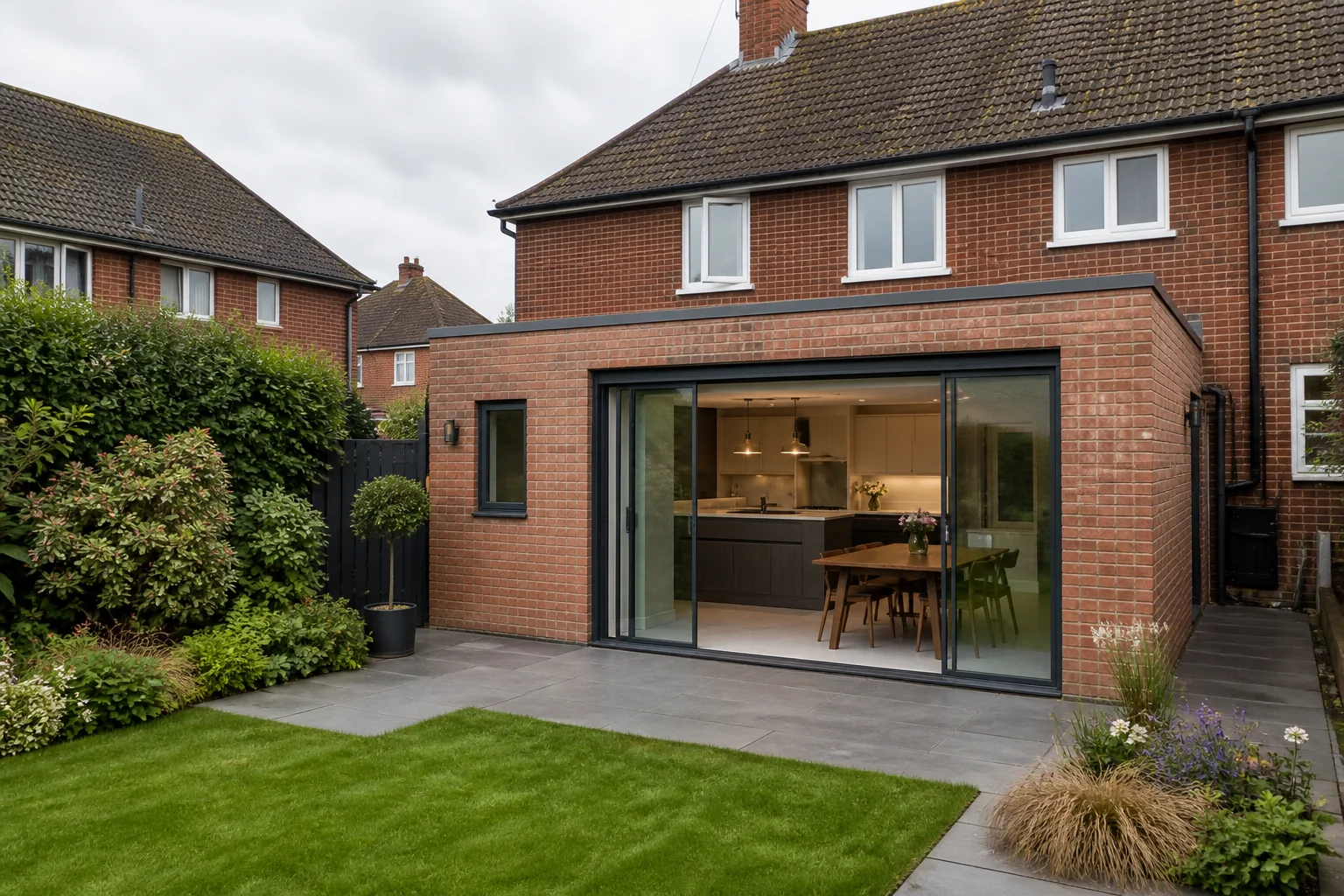 Completed rear extension on a Hertfordshire home